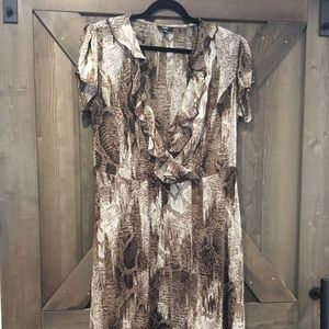 MSK 14W Sheer Ruffle Wrap Dress
